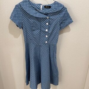 Chic Blue Polka Dot  Dress